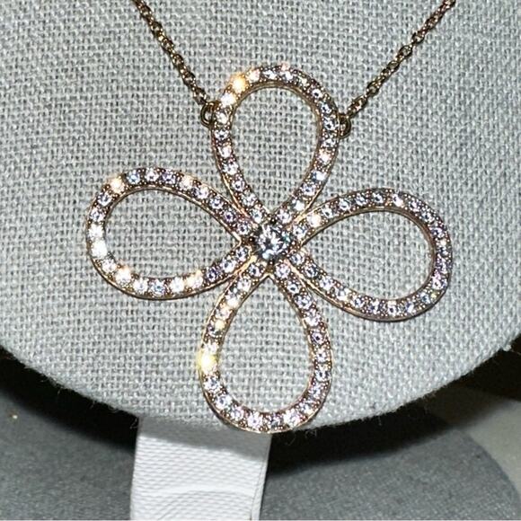 Radiance by Absolute™ Simulated Diamond Pavé Daisy Chain Necklace, 16-18” long - Picture 2 of 11